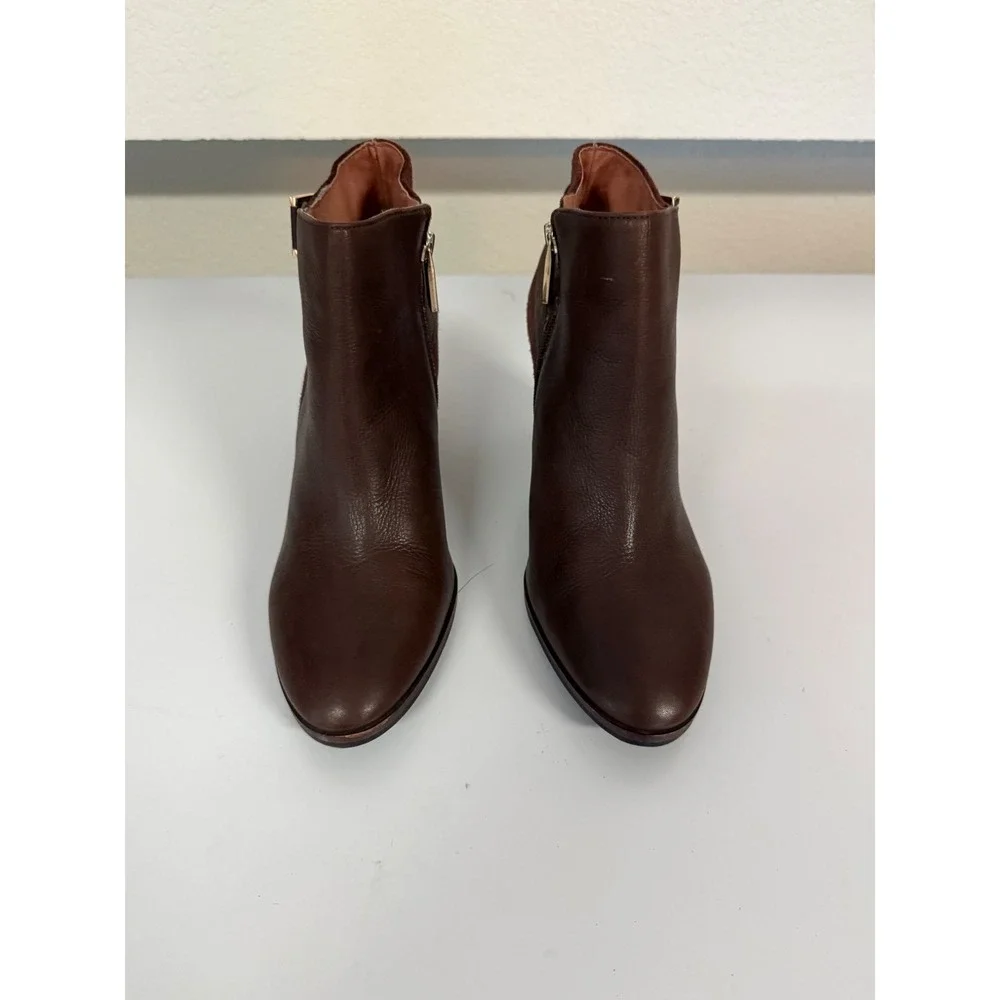 Louise et Cie Vasca Women's Brown Leather Suede Ankle Boots Block Heel Buckle 9M
